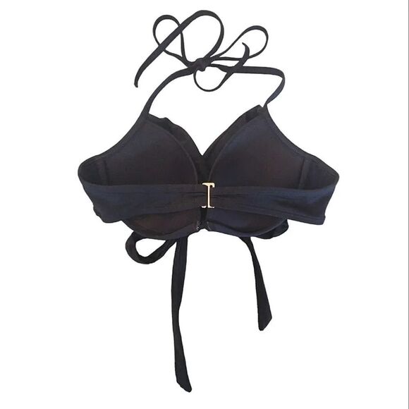 Victoria's Secret 2015 Black The Wrap Halter Bikini Swim Top Size 32C - Picture 6 of 12